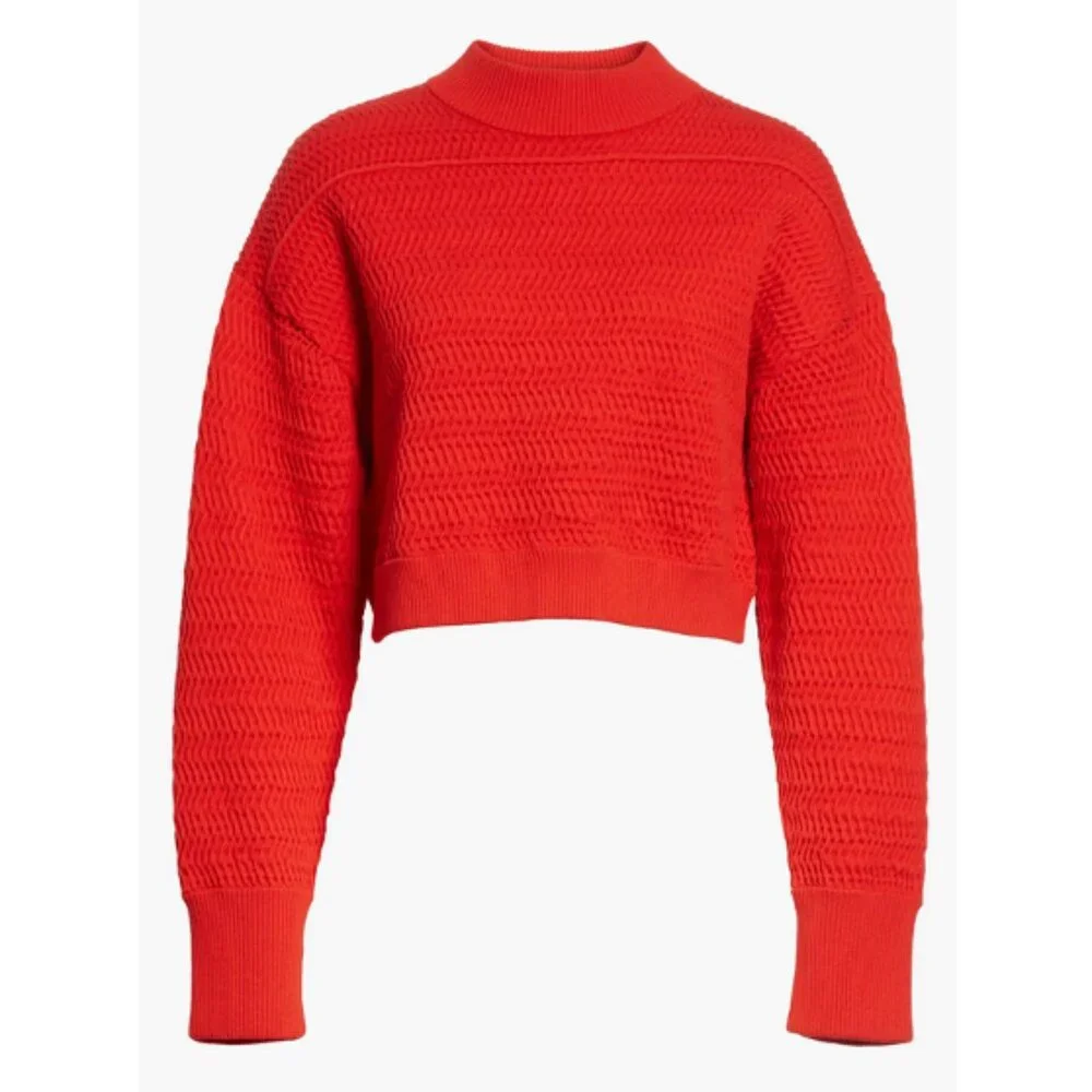 3.1 Phillip Lim Faux Plait Silk Blend Crop Sweater - Picture 6 of 11